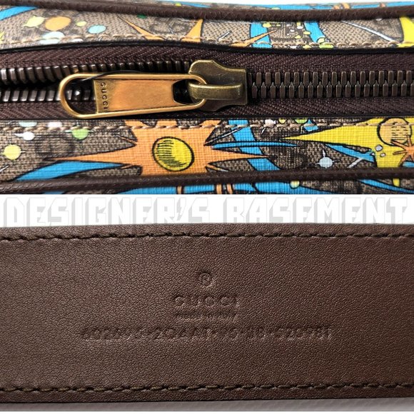 GUCCI x DISNEY brown leather Donald Duck GG Supreme 38-95 leather Belt BUM Bag - Picture 7 of 13